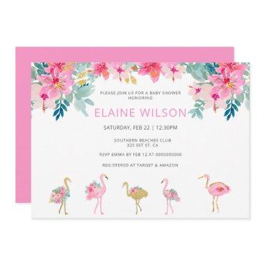 Tropical Pink Gold Flamingo Baby Shower