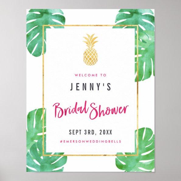 Tropical Pink & Gold Pineapple Bridal Shower Poster