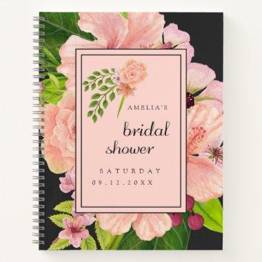 Tropical Pink & Peach Floral Bridal Shower Notebook