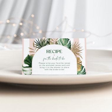 Tropical pink stripes palm bridal shower recipe enclosure Invitations