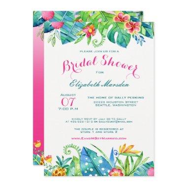 Tropical Pink Teal Floral Ombre