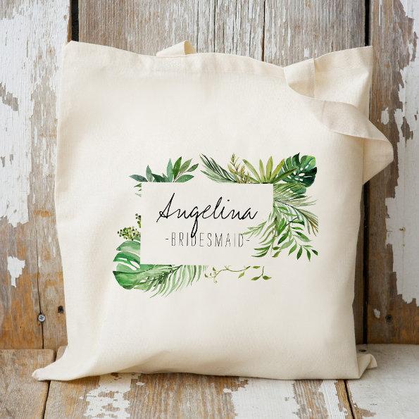 Tropical Plam Leaf Bridesmaid Tote Bag