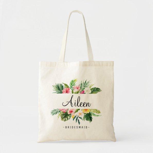 Tropical Plant/Floral Bridesmaid Personalized-3 Tote Bag