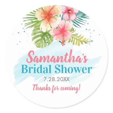 Tropical Poolside Summer Bridal Shower Classic Round Sticker