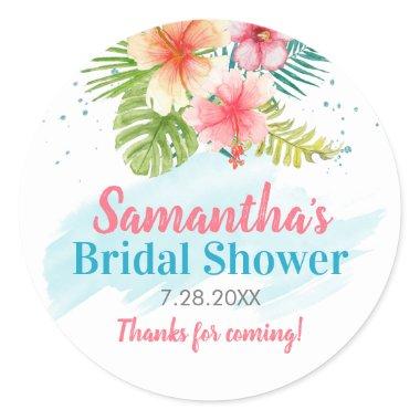 Tropical Poolside Summer Bridal Shower Classic Round Sticker