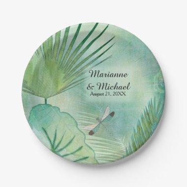 Tropical Rain Forest Leaves Dragonfly Weddings Paper Plates