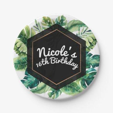Tropical Rain Forest Leaves Elegant Summer Party Paper Plates