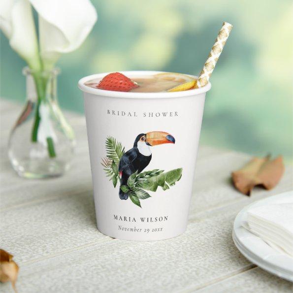 Tropical Rainforest Toucan Coral Bridal Shower Paper Cups