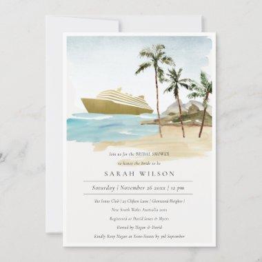 Tropical Seascape Palm Cruise Bridal Shower Invite