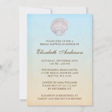 Tropical Seashell Beach Bridal Shower Invitations