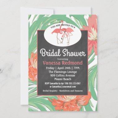 Tropical Soiree Floral Chalkboard Bridal Shower Invitations