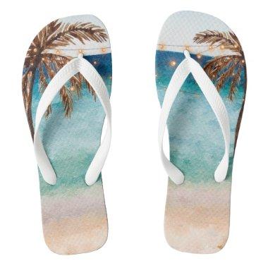 tropical summer beach scene palm trees flip flops