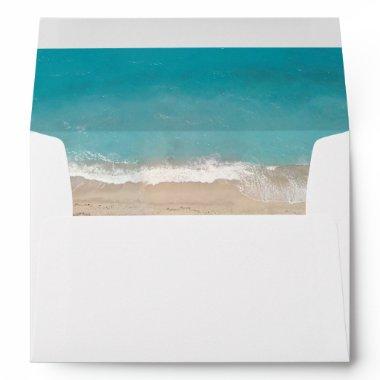 Tropical Summer Beach Wedding with Return Address Envelope
