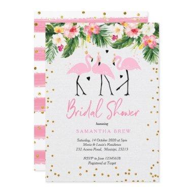 Tropical Summer Flamingo Bridal Shower Invitations