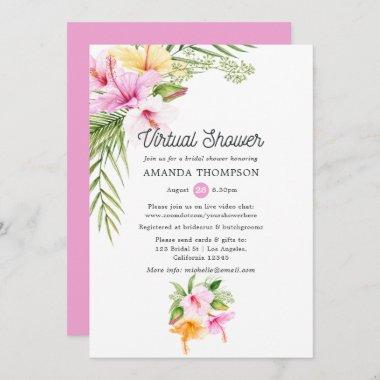 Tropical Summer Floral Virtual Bridal Shower Invitations
