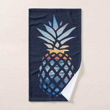 Tropical Sunset Beach Pineapple Hand Towel