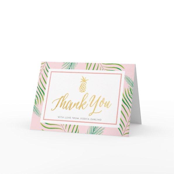 Tropical Thank You Invitations | Pink & Gold Pineapple