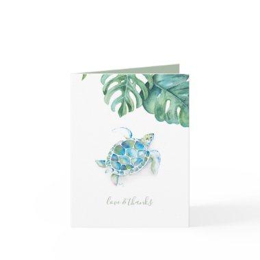 Tropical Thank You Notes Watercolor Sea Turtle