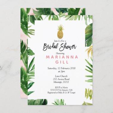Tropical Themed Pineapple bridal shower Invitations