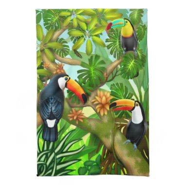 Tropical Toucan Jungle Kitchen Tea Towel