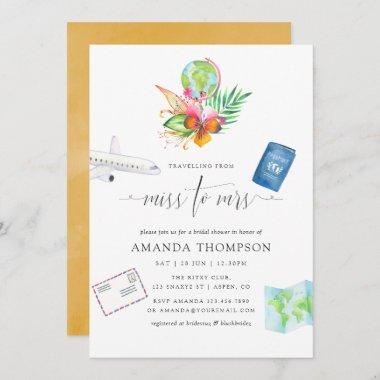 Tropical Traveling From Miss To Mrs Bridal Shower Invitations