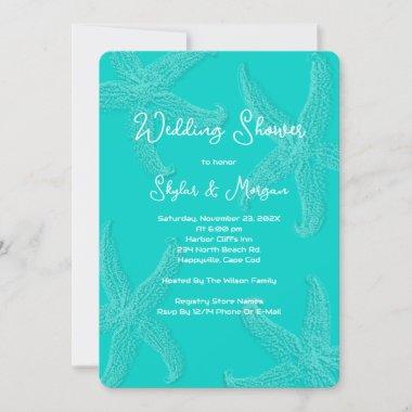 Tropical Turquoise Sea Stars Pre-wedding Shower Invitations