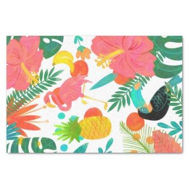 Tropical Vibes Floral Leaves Summer Luau Party Tissue Paper