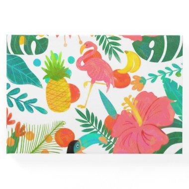 Tropical Vibes Floral Leaves Summer Luau Wedding Guest Book