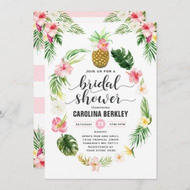 Tropical Watercolor Floral Bridal Shower Invitations