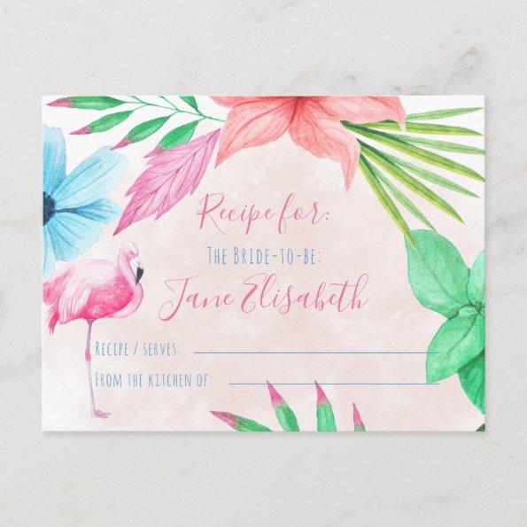 Tropical watercolor floral bride to be recipe Invitations