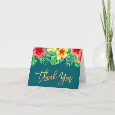 Tropical Watercolor Flowers Thank You Invitations