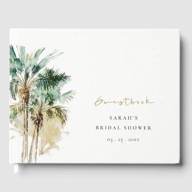 Tropical Watercolor Palm Trees  Guest Book