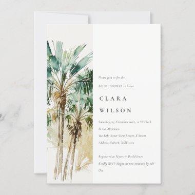 Tropical Watercolor Palm Trees Bridal Shower Invitations