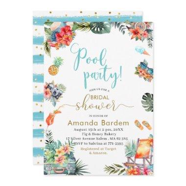 Tropical Watercolor Poolside Summer