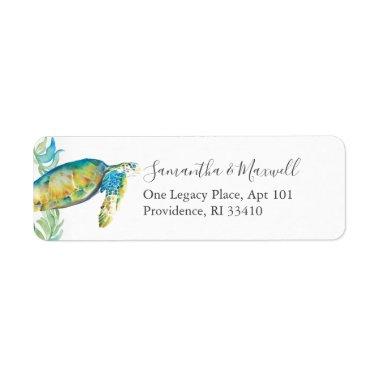 Tropical Watercolor Sea Turtle Address Labels