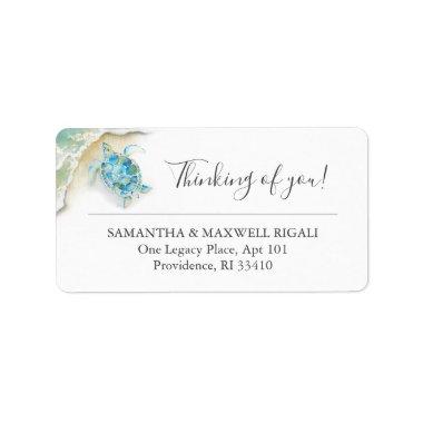 Tropical Watercolor Sea Turtle Ocean Address Label
