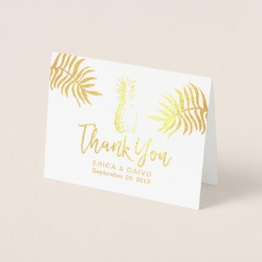 Tropical Wedding Modern Gold Pineapple Thank You Foil Invitations