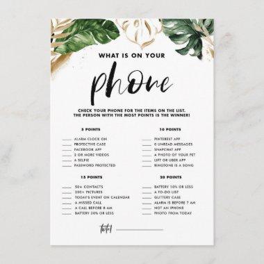 Tropical What's in Your Phone Bridal Shower Game Enclosure Invitations
