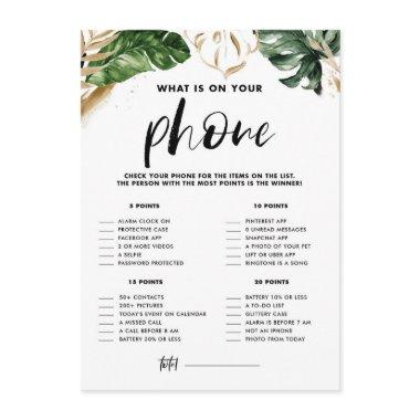 Tropical What's in Your Phone Bridal Shower Game Enclosure Invitations