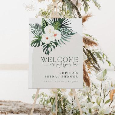 Tropical White Floral Arch Bridal Shower Welcome Foam Board
