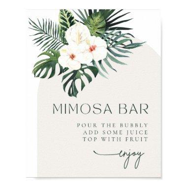 Tropical White Floral Arch Mimosa Bar Sign