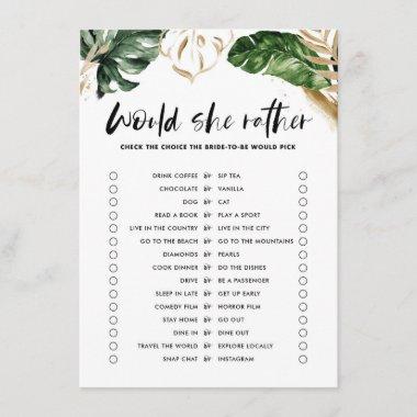 Tropical Would She Rather Bridal Shower Game Enclosure Invitations