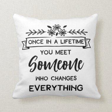 True Love Quote Wedding Engagement Bride Black Throw Pillow