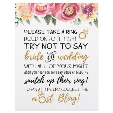 Try Not To Say Bridal Game Sign