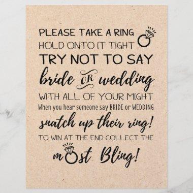 Try Not To Say Bridal Game Sign