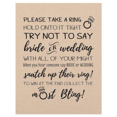 Try Not To Say Bridal Game Sign