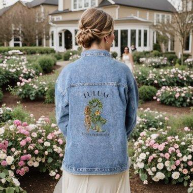 Tulum Leopard Tropical Bachelorette Weekend Denim Jacket