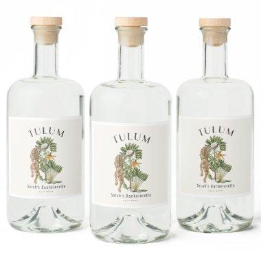 Tulum Leopard Tropical Bachelorette Weekend Liquor Bottle Label