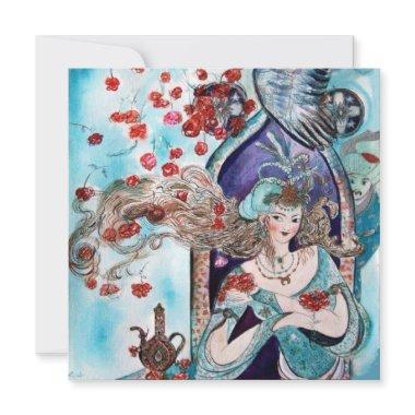 TURKISH FAIRY TALE ,bright red blue white pink Announcement