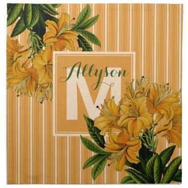 Turmeric Monogram  Wedding Floral Cloth Napkin